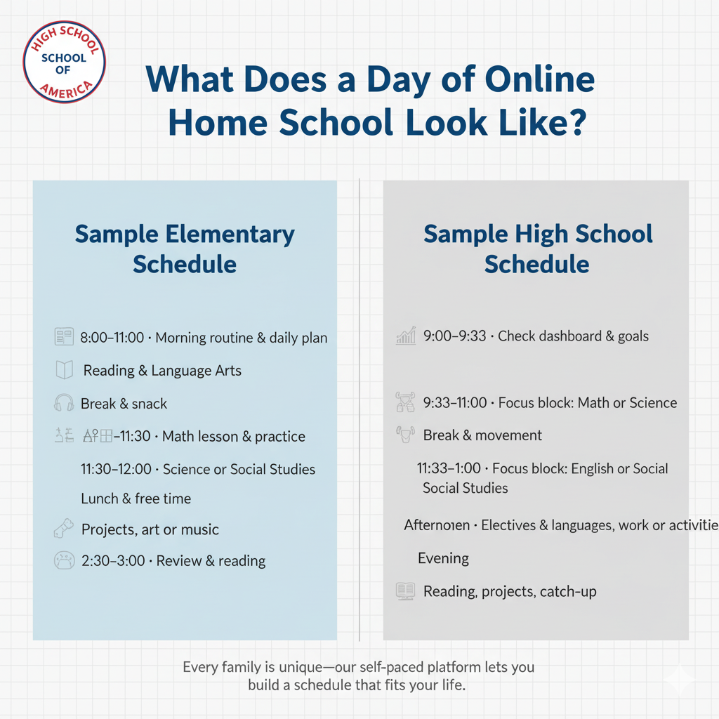 A typical day for an online homeschool family