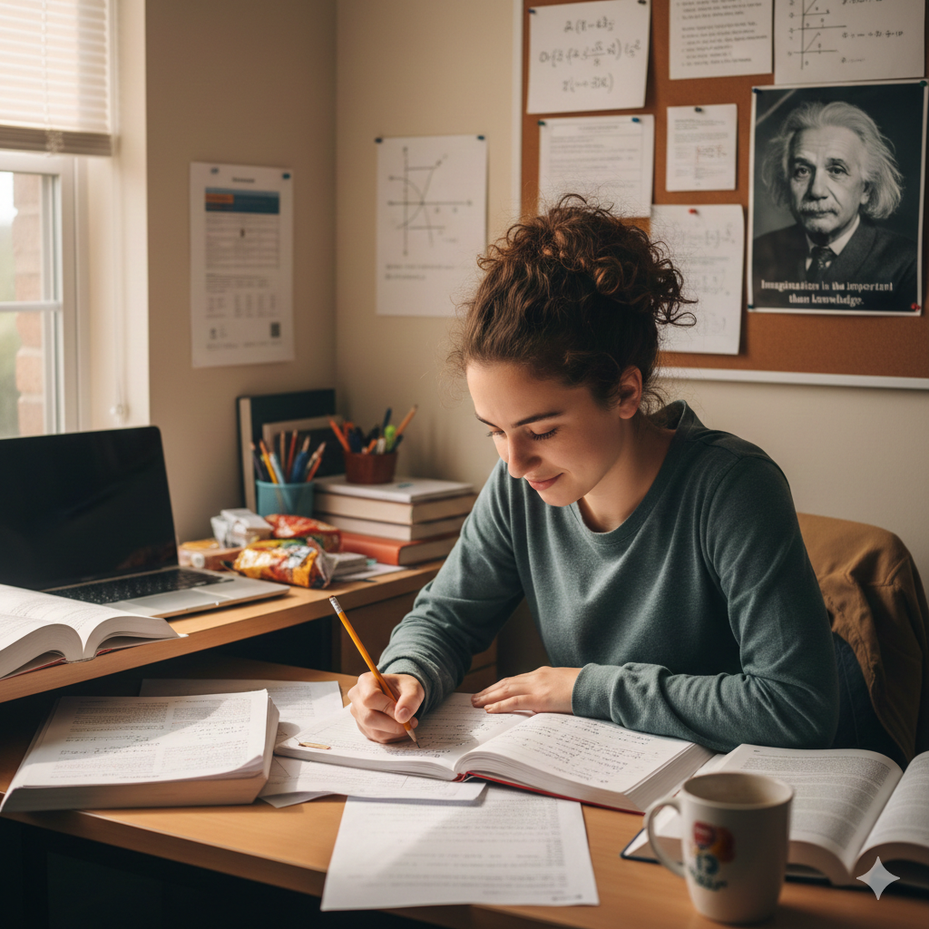 Student solving Algebra problems