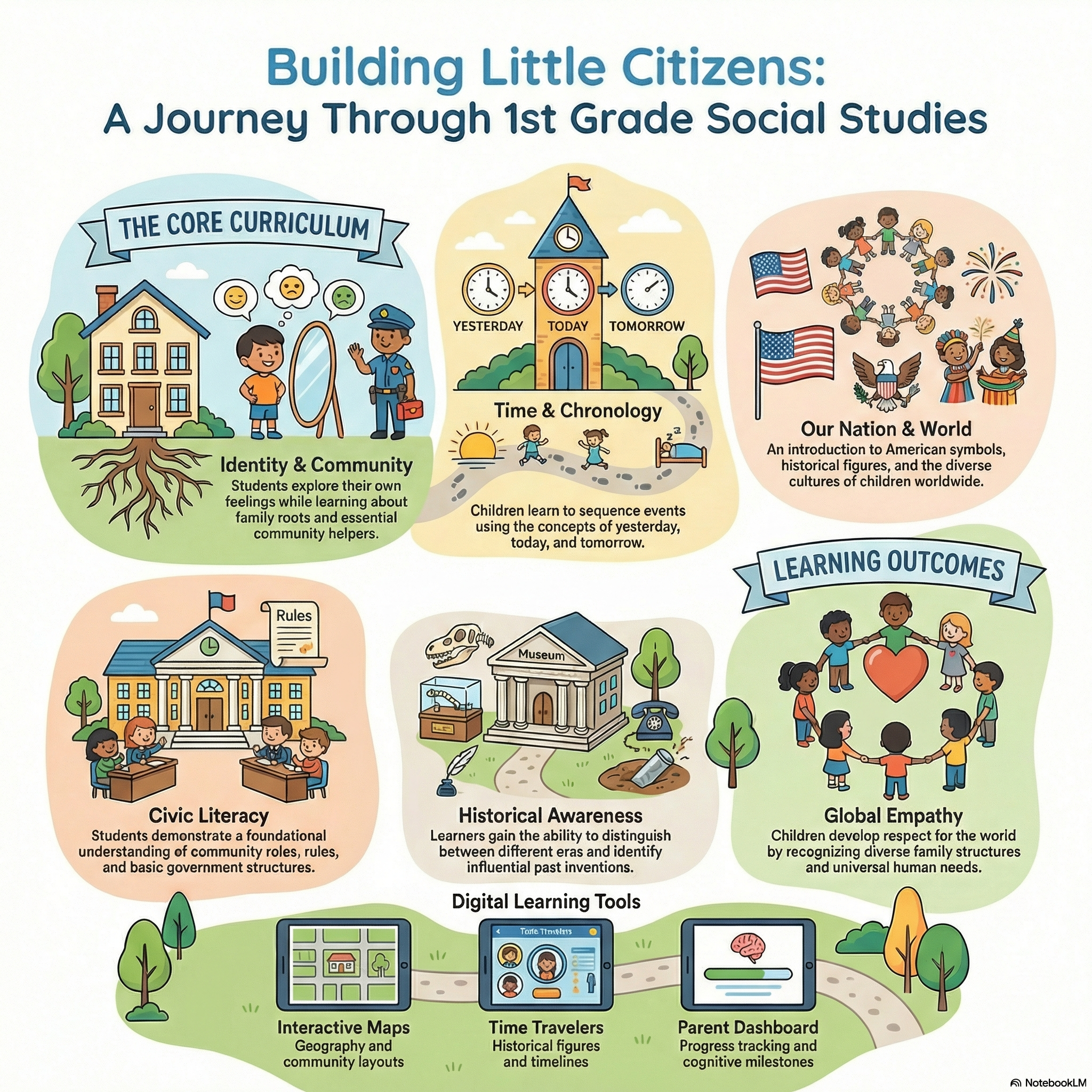 1st Grade Social Studies Course Infographic
