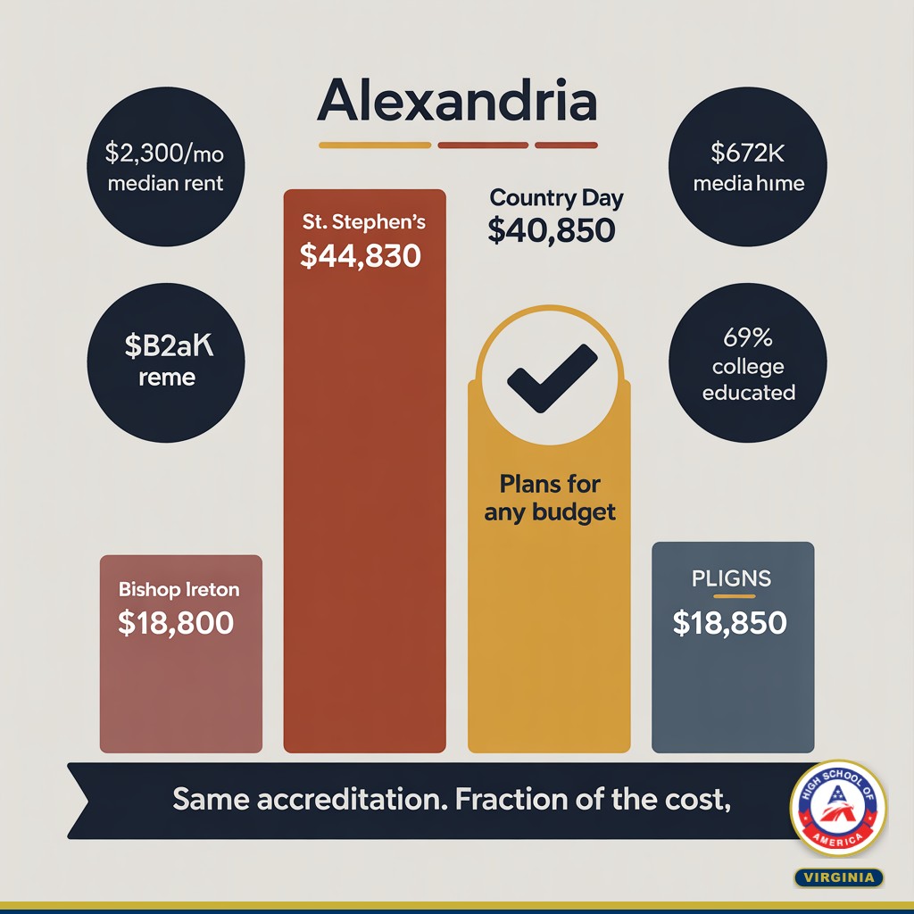 Alexandria education cost comparison chart showing private school tuition versus HSOA