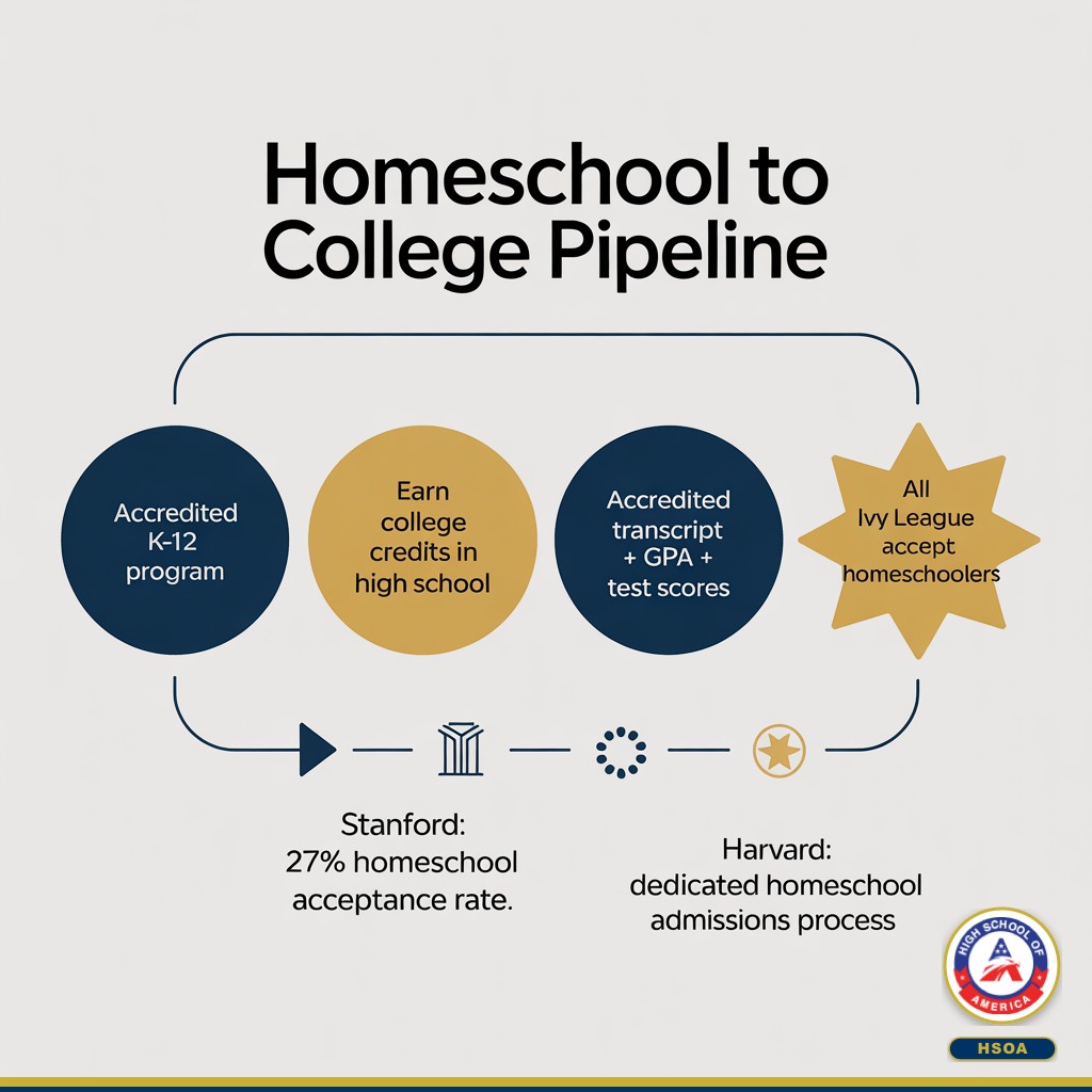 Homeschool to college pipeline - accredited program to dual enrollment to admission
