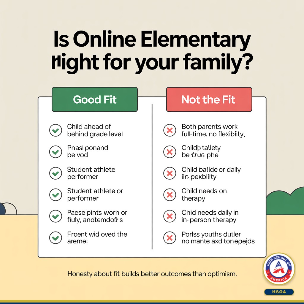 Is online elementary right for your family - good fit vs not the fit comparison