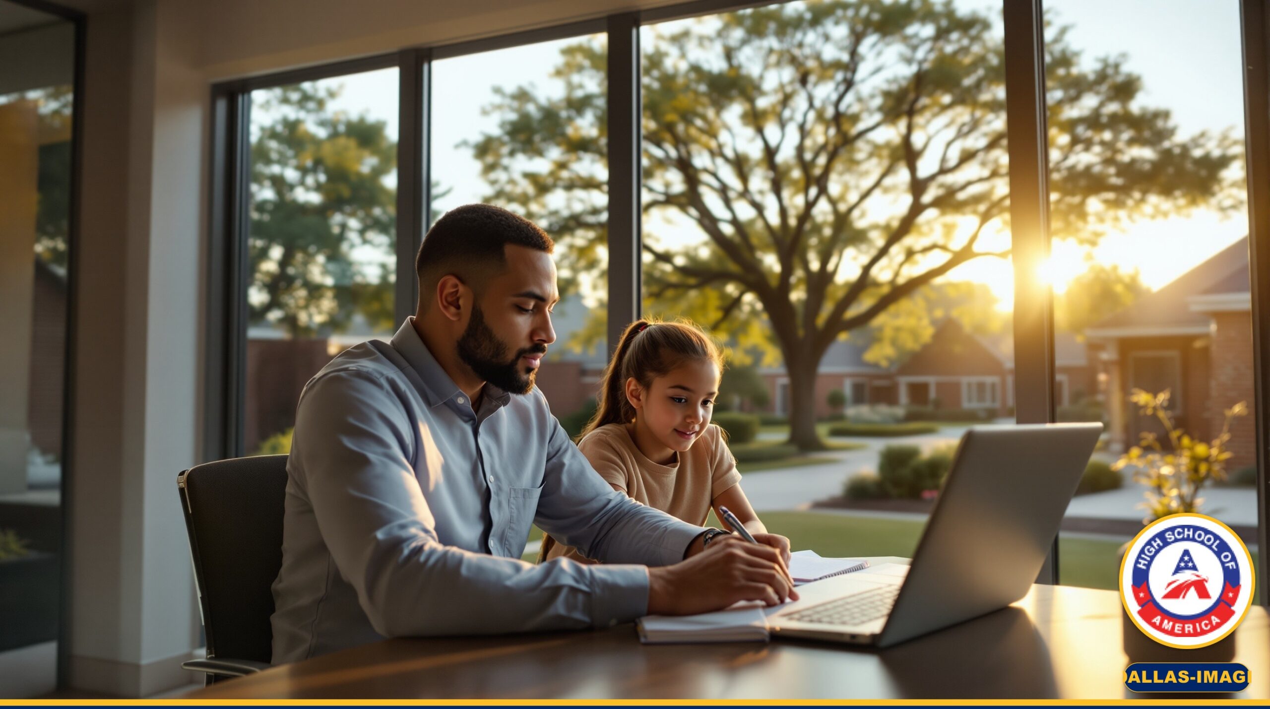 Dallas corporate family choosing flexible online home school