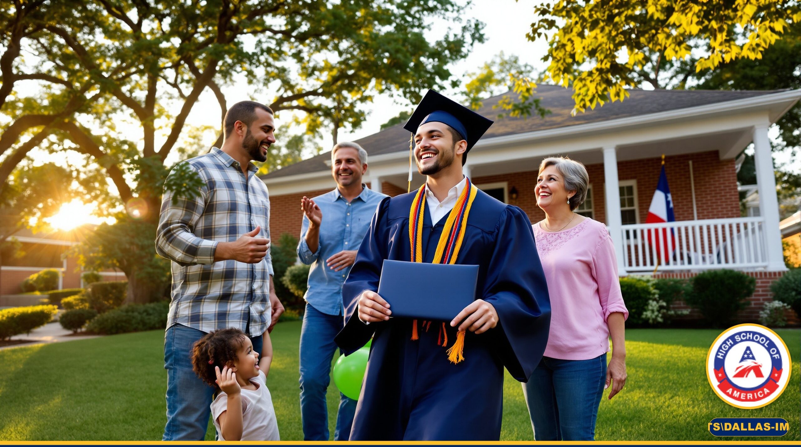 Dallas family celebrating online high school graduation
