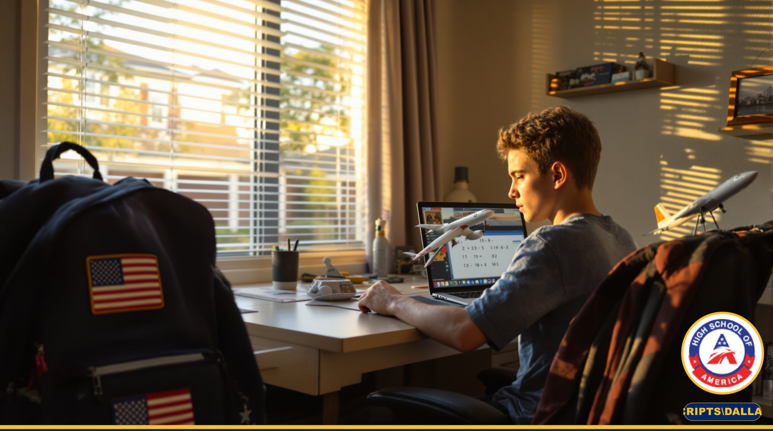 Military family student in Dallas doing online school