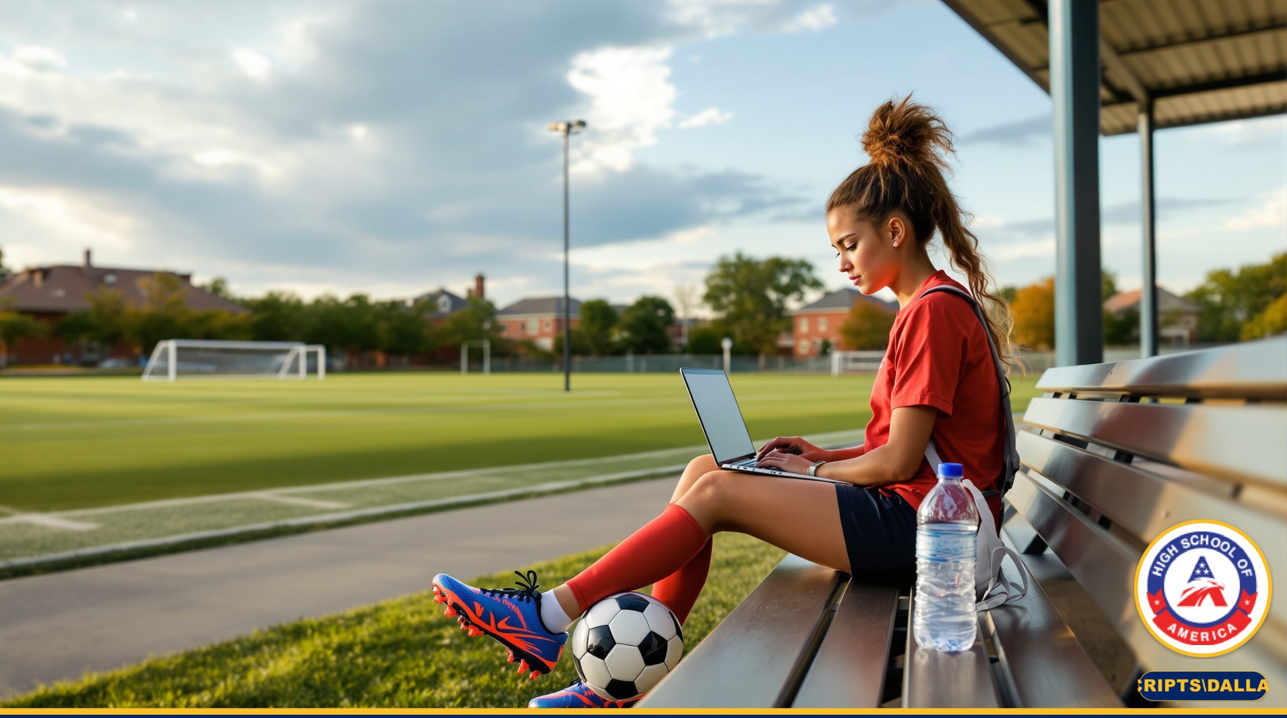 Dallas student athlete balancing online school and sports training