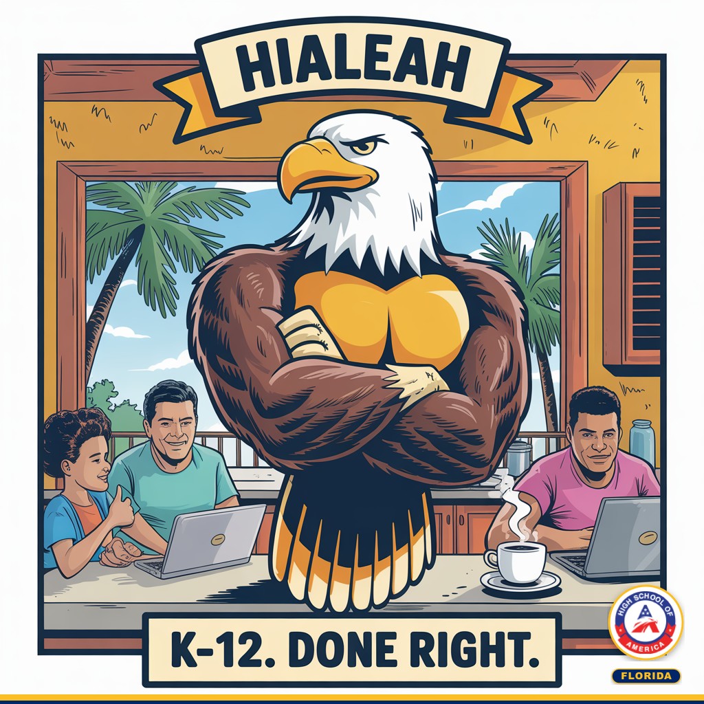 Hialeah K-12 online home school — HSOA eagle mascot