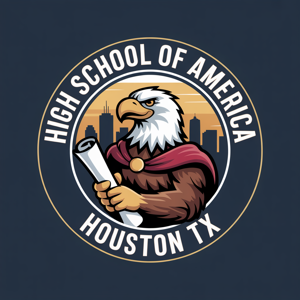 High School of America Houston Texas eagle mascot logo