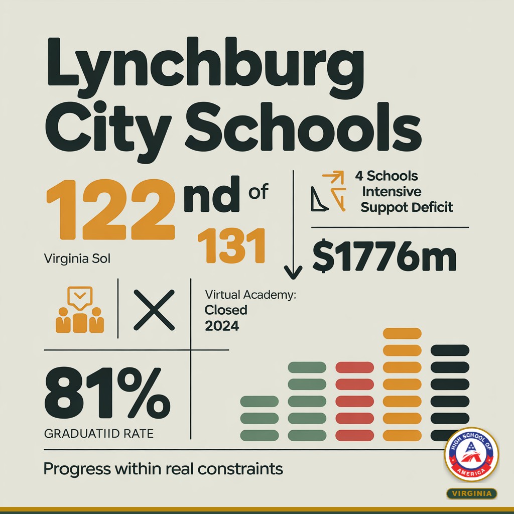 Lynchburg City Schools data infographic showing budget and performance