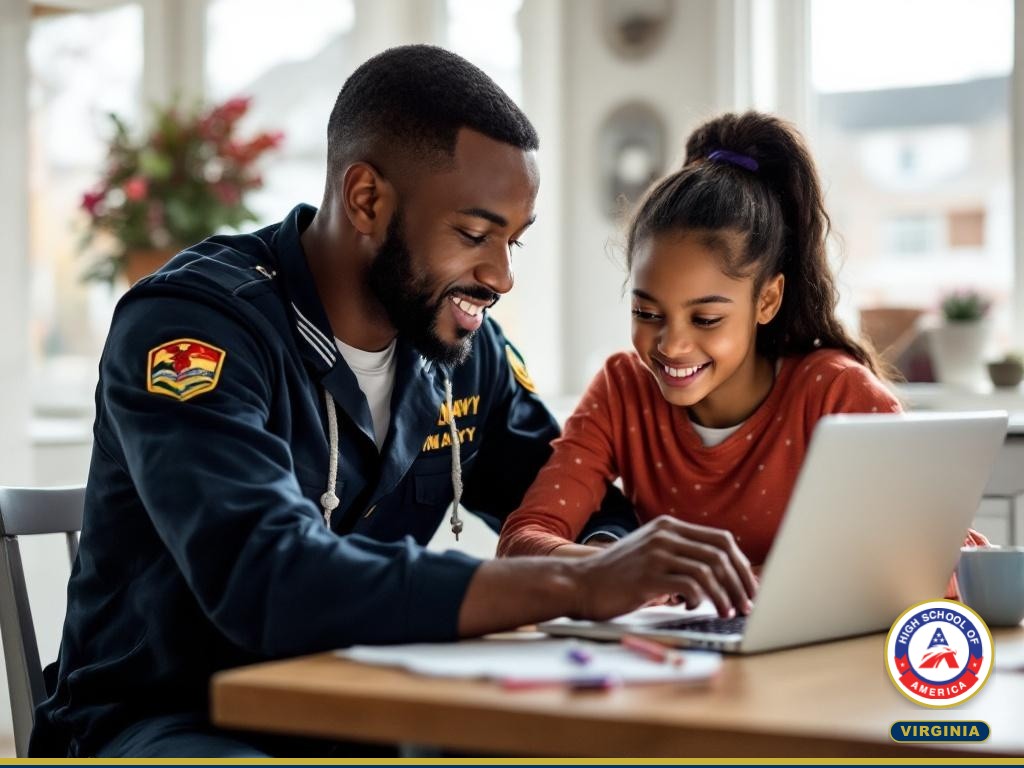 Norfolk Navy family studying online together