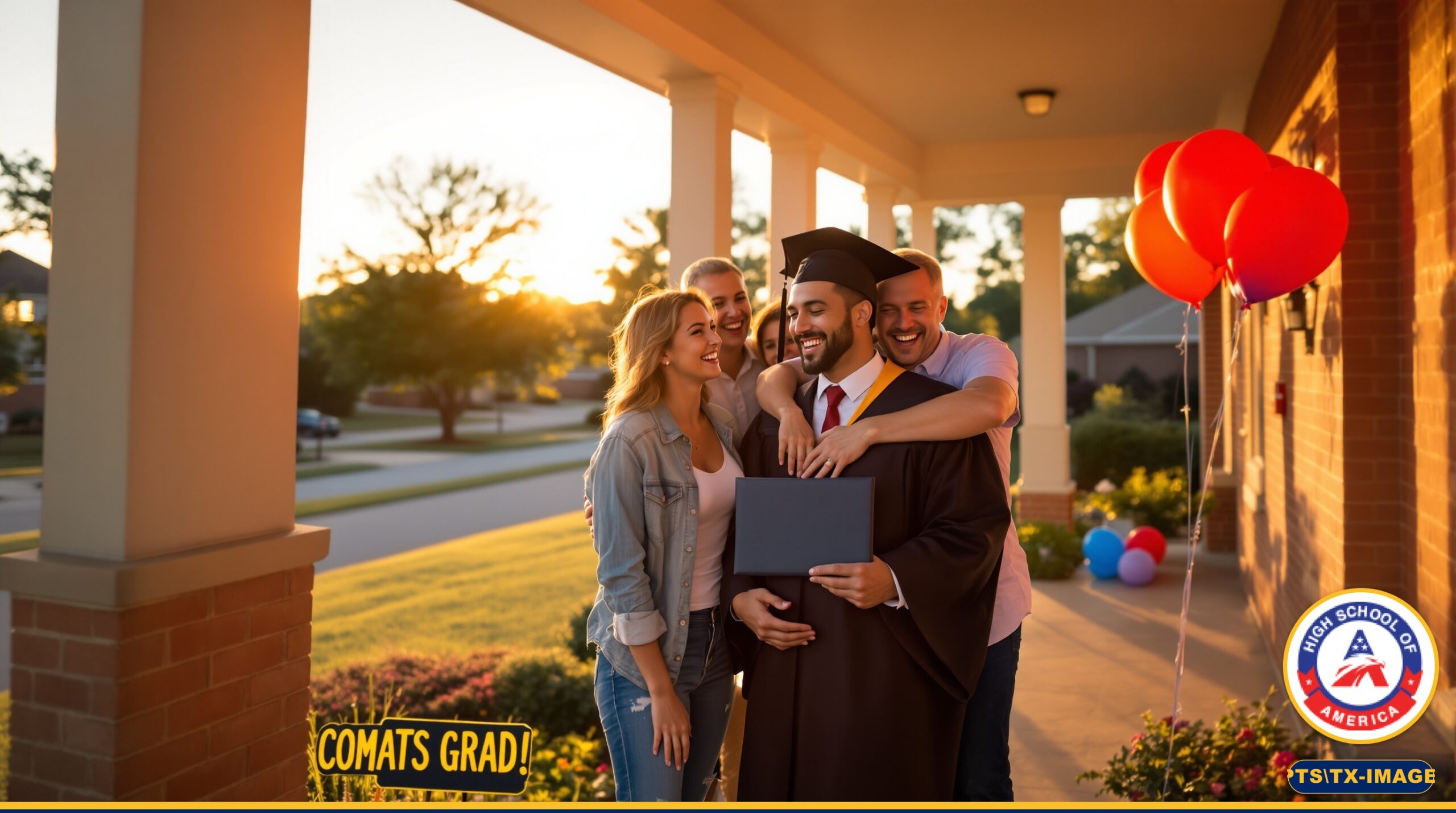 Texas family celebrating online high school graduation