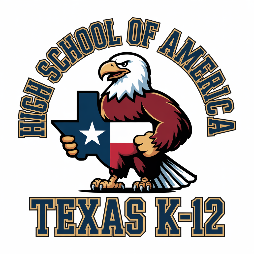 High School of America Texas K-12 eagle mascot logo