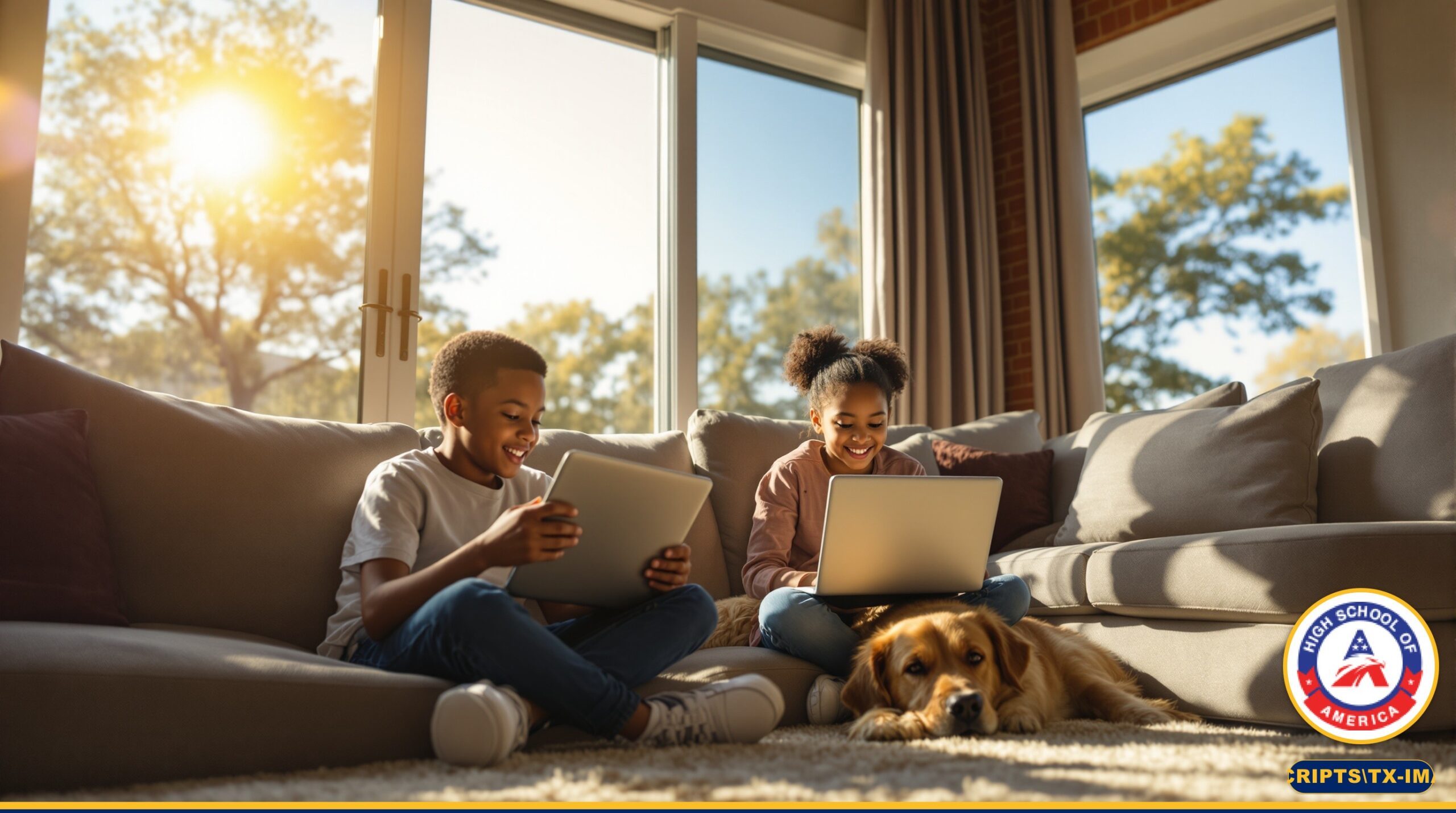 Texas siblings learning together in their home school setup