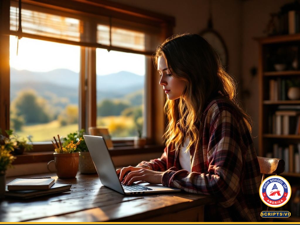 Rural Virginia student studying online