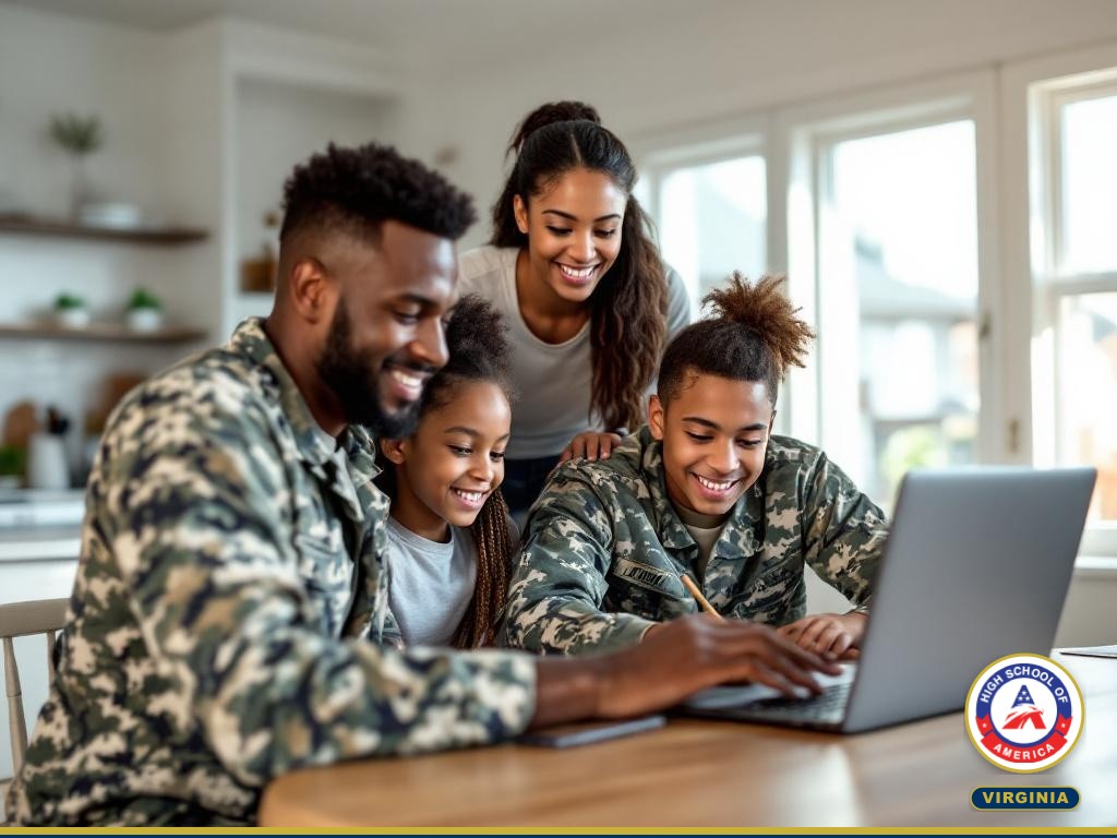 Virginia Beach military family doing online school together