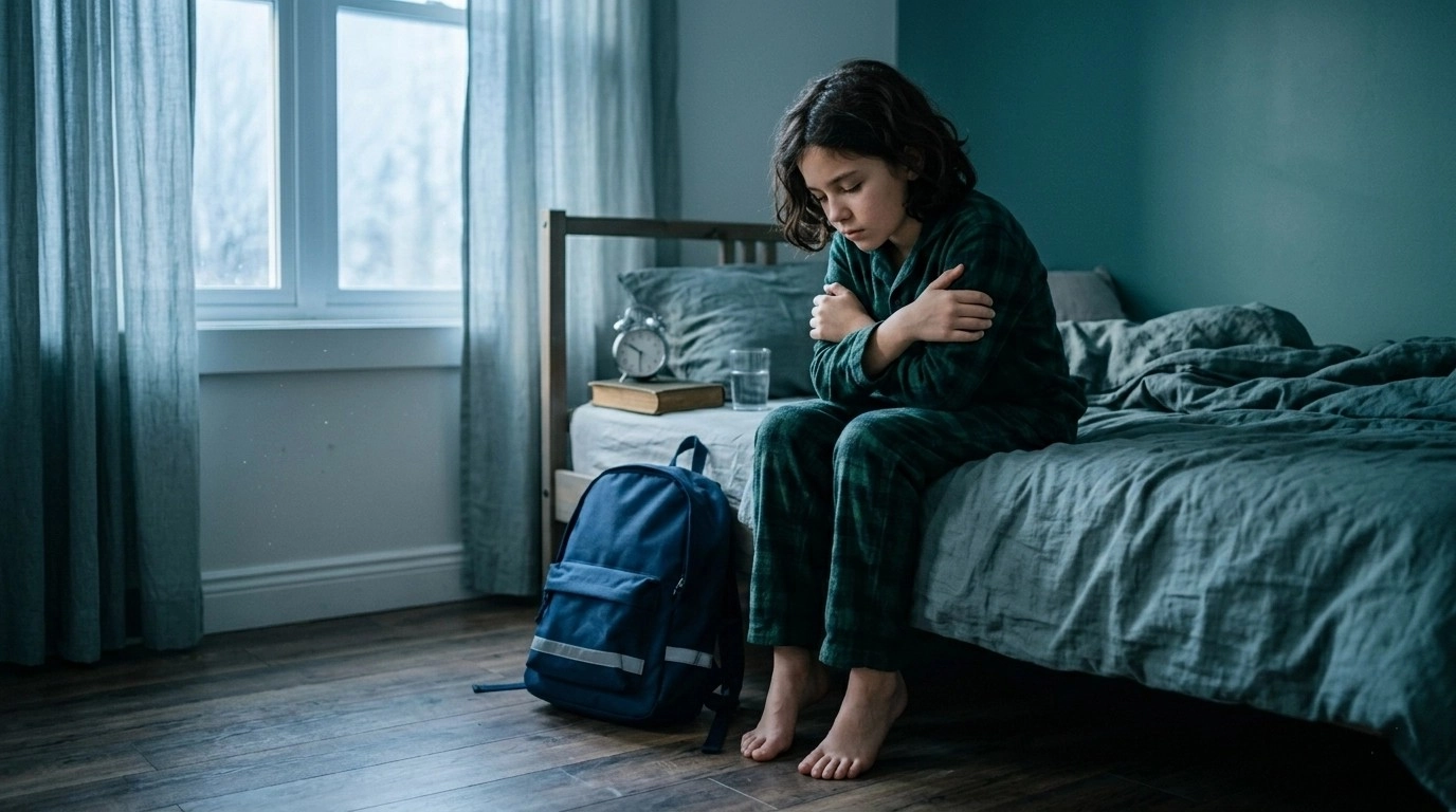 Child showing school anxiety warning signs: withdrawn, not wanting to go to school