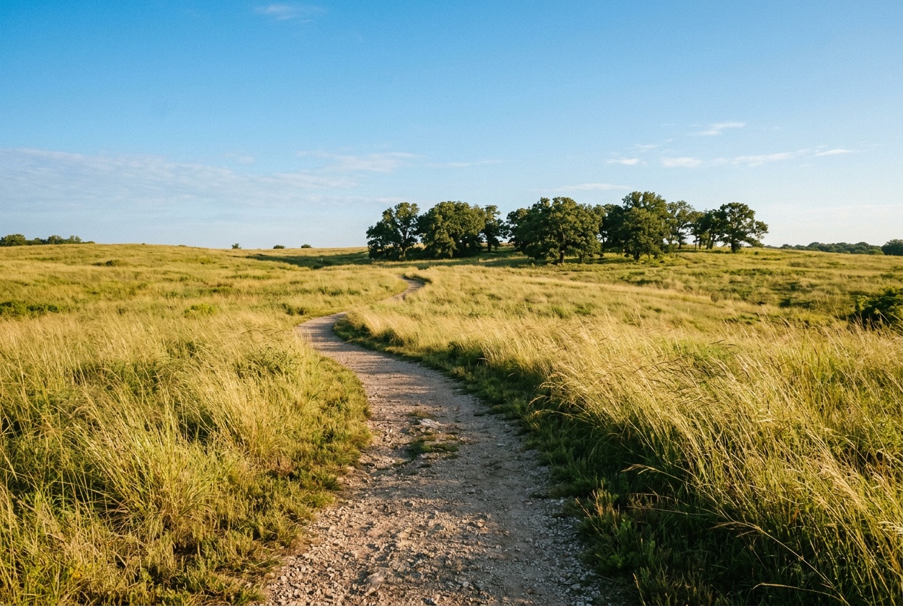 Flower Mound online home school K-12: a green trail and parkland in Flower Mound, Texas, in the north Dallas-Fort Worth area.