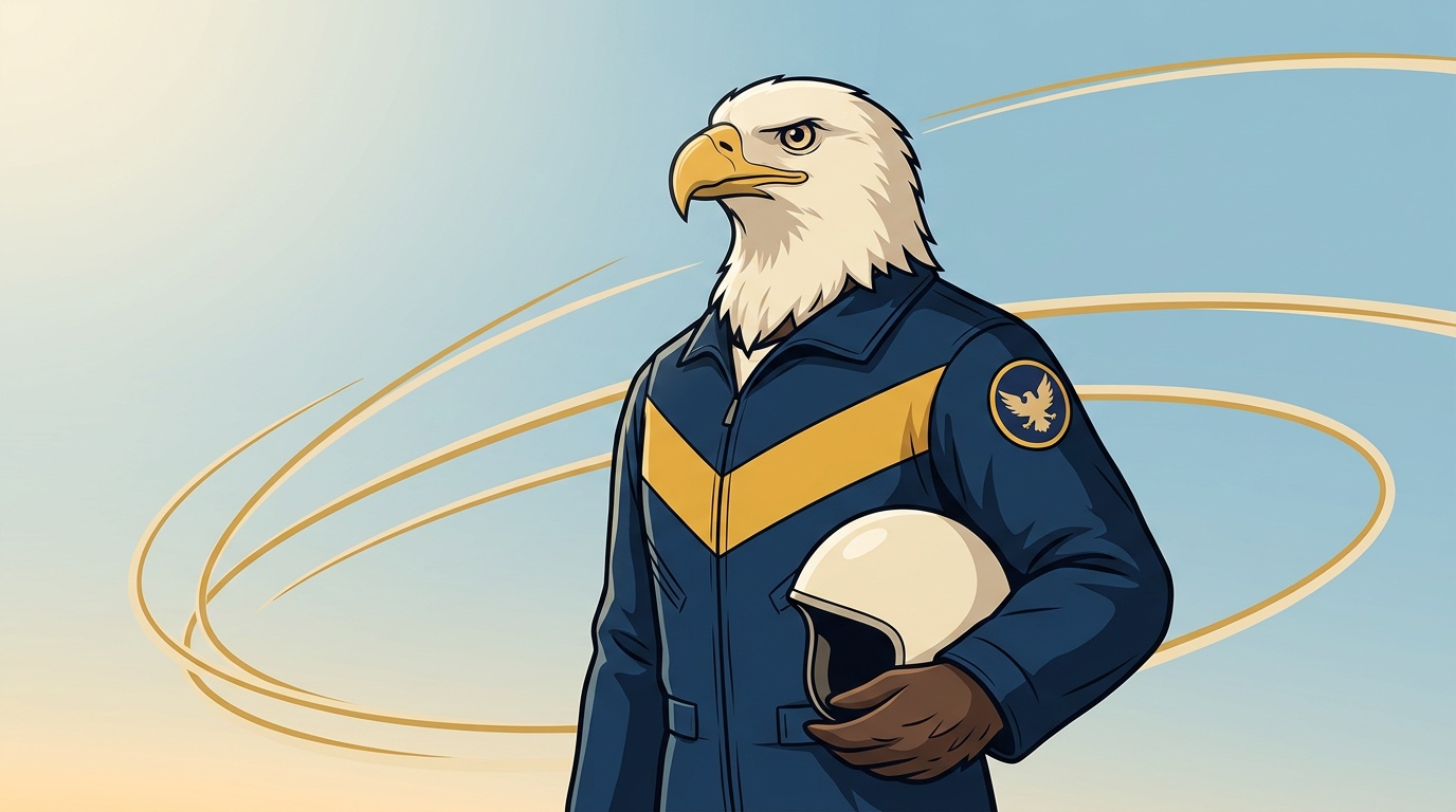 High School of America Eagle in Pensacola NAS aviator flight suit with High School of America shield patch — K-12 online home school for Panhandle families