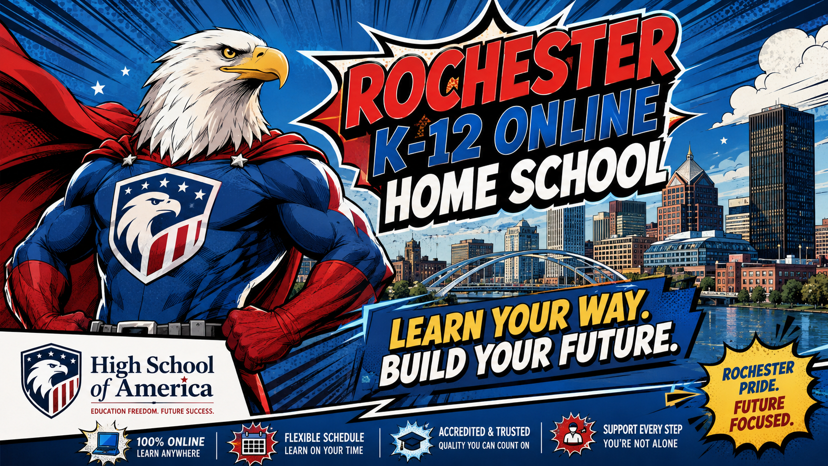 Rochester online home school illustrated eagle mascot