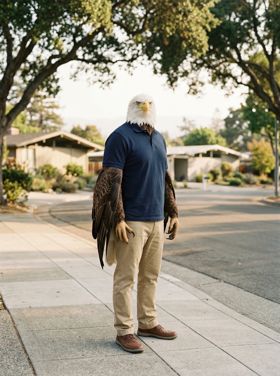San Mateo K-12 online home school. Eagle, Head of School, on a mid-Peninsula San Mateo residential street with mature California live oaks and 1950s mid-century homes lining the block.