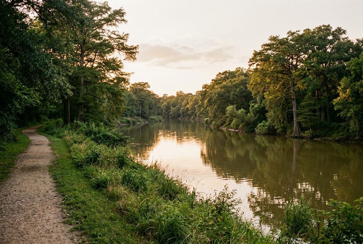 Sugar Land Texas online homeschool: a calm Brazos River park near Sugar Land, Texas in Fort Bend County.