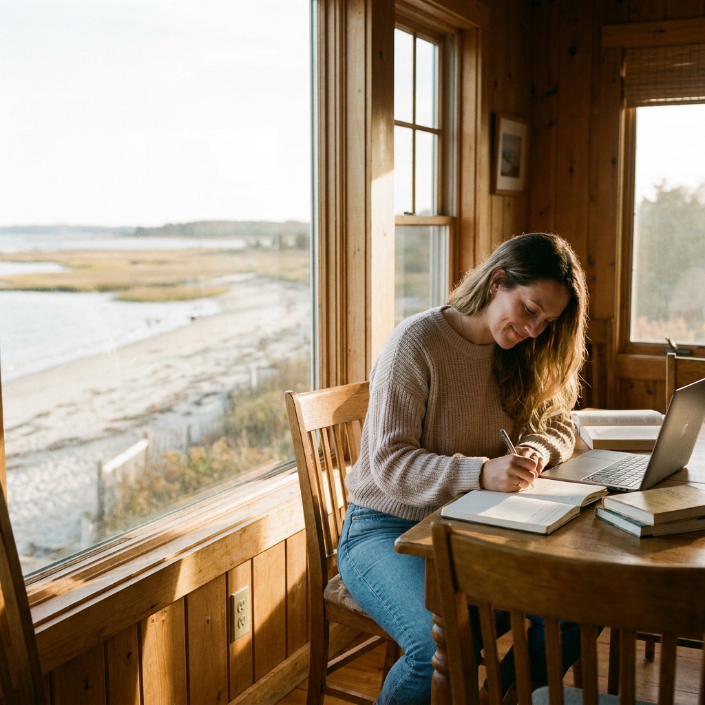Adult student studying online at home in Corpus Christi