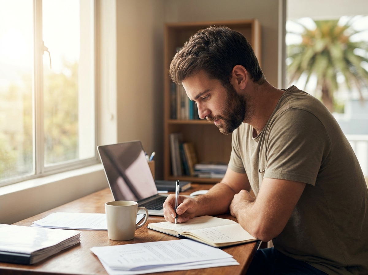 Adult student studying online at home in Lehigh Acres