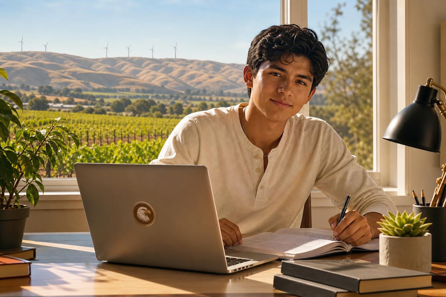 A Livermore high school student studying online at home for a high school diploma