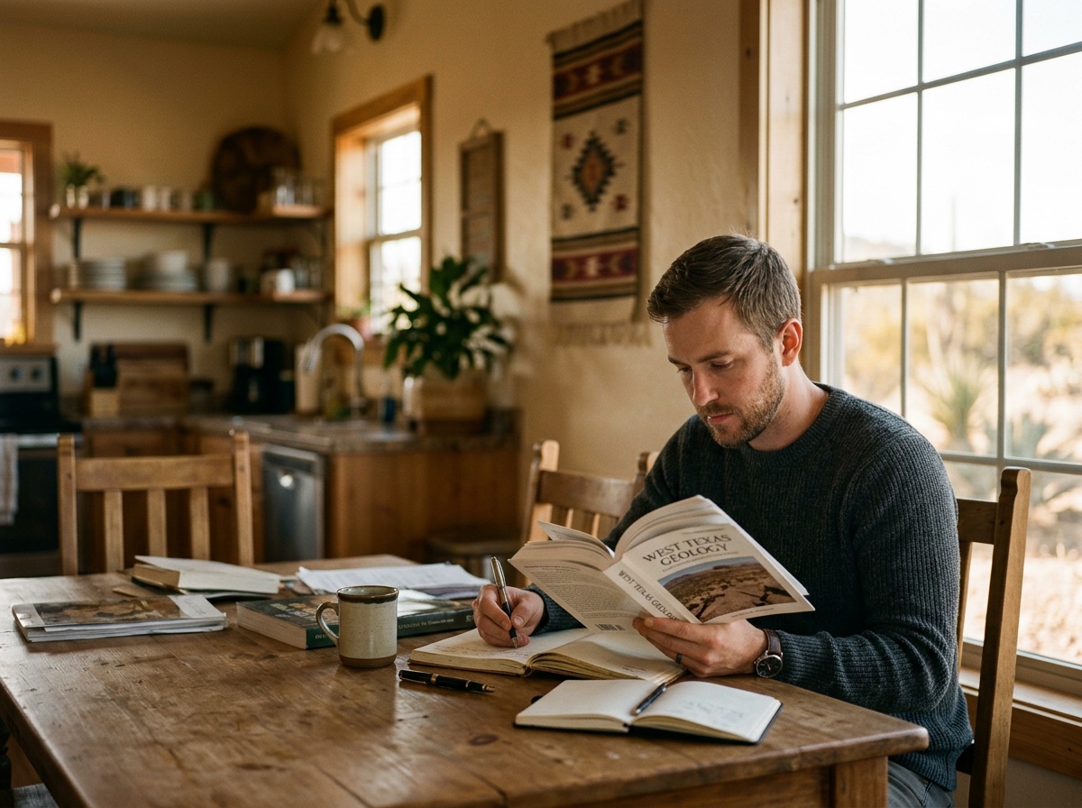 Adult student studying online at home in Lubbock