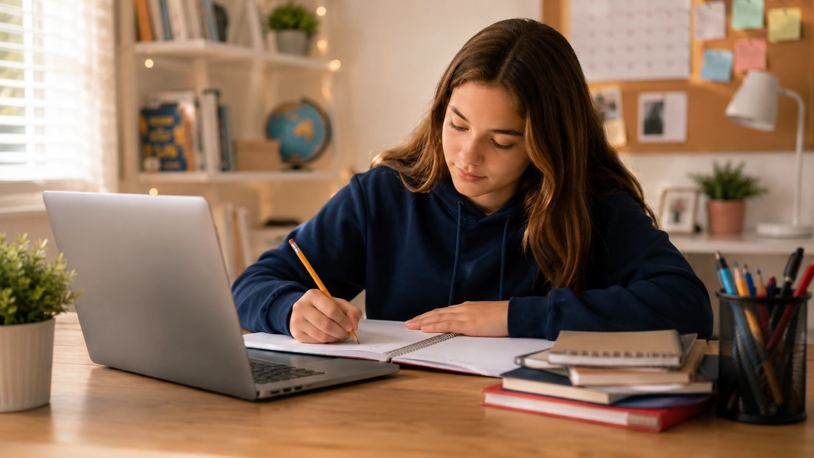 Online High School Student Learning From Home