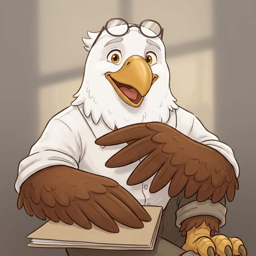 The High School of America eagle with a folder of records