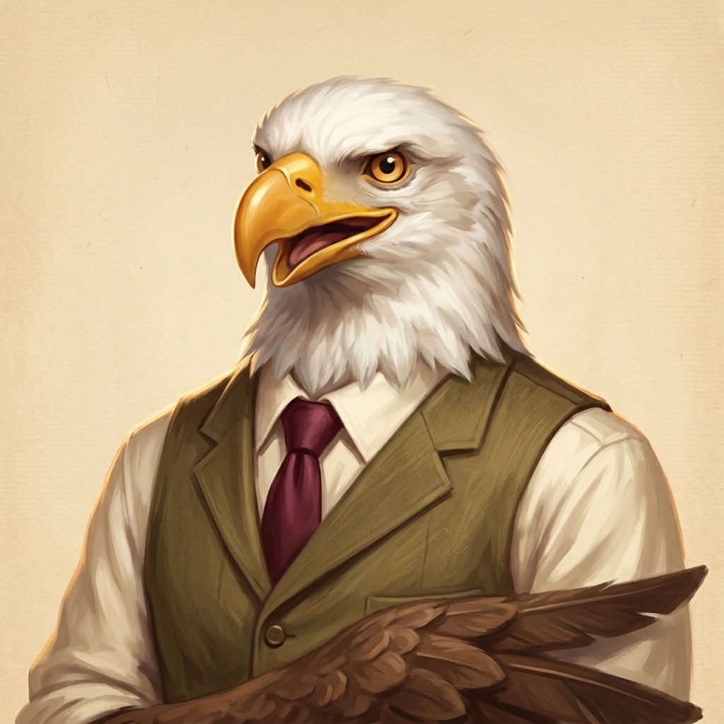 Montgomery Township online K-12 school: painted portrait of the eagle, head of school
