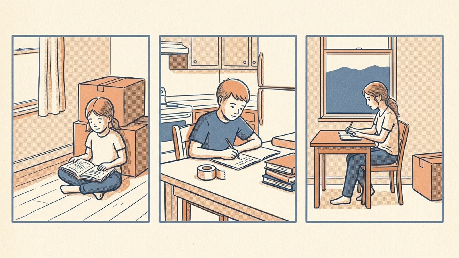 Three Fountain CO households continue online homeschool work while packing to move