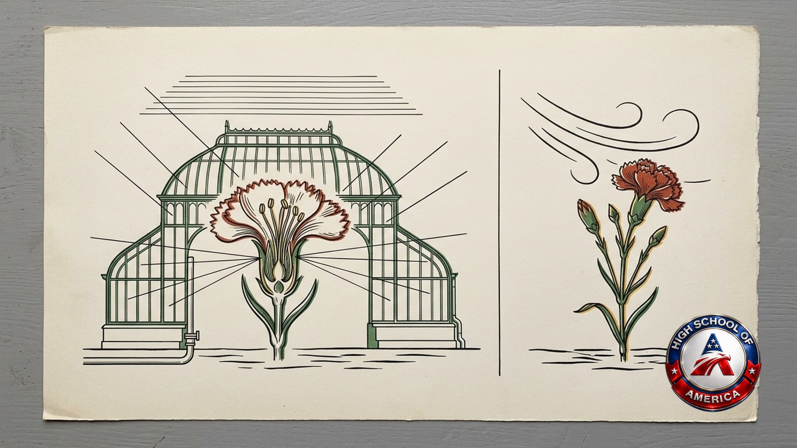 Wheat Ridge CO online homeschool compared to a carnation grown under glass, with light warmth and water set indoors